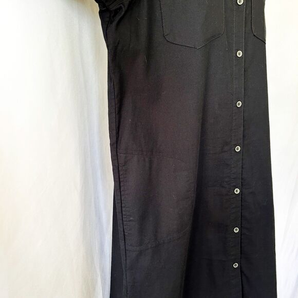 NWOT PrAna Yarrow Organic Cotton Hemp Blend Shirt Dress (XL) in Black - Picture 6 of 16